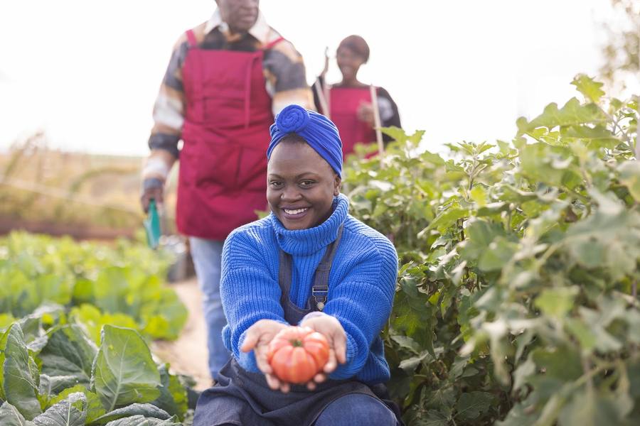 A smallholder farmer with fresh produce