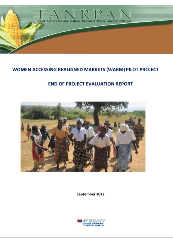 Cover of Women Accessing Realigned Markets (WARM) Pilot Project: End of Project Evaluation Report